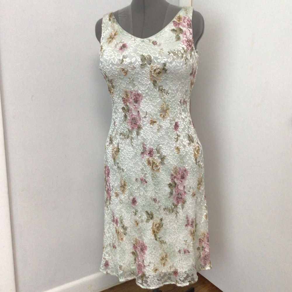 Connected Apparel Lace Sleeveless Midi Dress